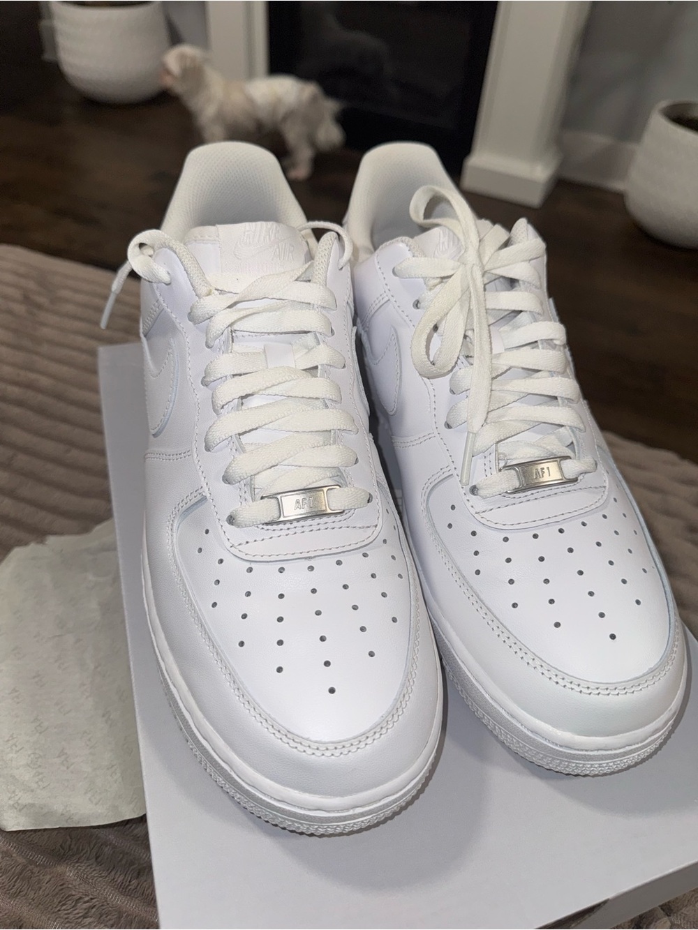 Nike Men's White Leather Low-Top Sneakers